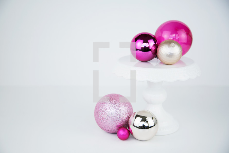 pink, fuchsia, silver, gold, ornaments for Christmas 