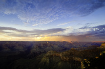 Colorful Sunset Sky Over The Grand Canyon