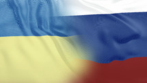 flags of Ukraine and Russia 