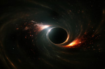 AI Generated Image. Black hole in deep space. View from outer space