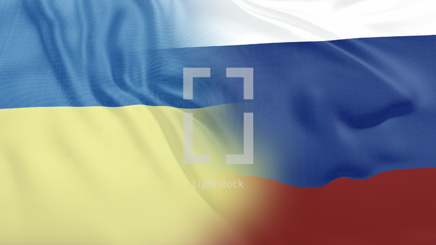 flags of Ukraine and Russia 