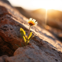 flower growing on a rock 