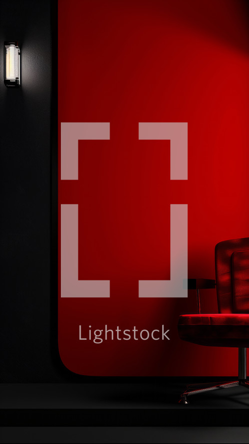 AI Generated Image. Film noir red black and white interior