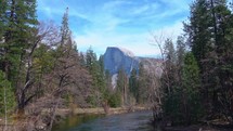 Half Dome mountain and Merced River.