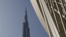 Looking up at the Burj Khalifa in Dubai.