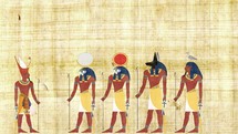 Pharaoh Consulting with Ra Geb Khonsu and Anubis