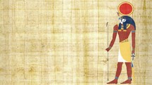 Ra the Egyptian God of the Sun on a Papyrus Background