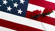 American Flag with Red Roses