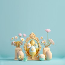 3D Rendering illustration of a happy Easter background