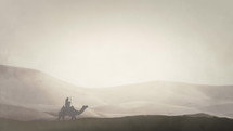 Arab Warrior in an Arabian Desert Riding Camel