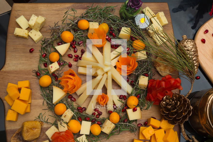 Charcuterie Board Decorated Beautifully for the Holidays