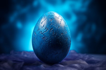 AI Generated Image. Sweet blue Easter egg in dramatic light