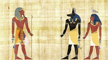Egyptian Gods Anubis and Geb In Front Pharaoh