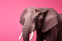 AI Generated Image. Elephant on a pink background