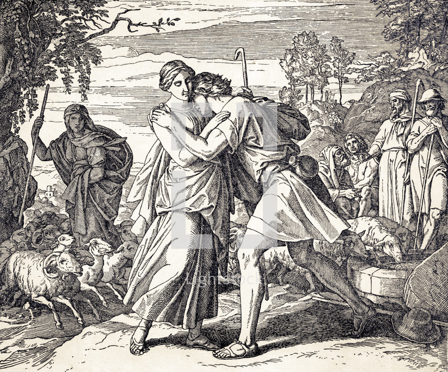 Jacob and Rachel at The Well, Genesis 29:1-12