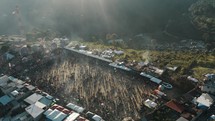 Aerial Drone Shot of A Mass Gathering Of People During The Sumpango Kite Festival In The Sacatepequez Region of Guatemala. 