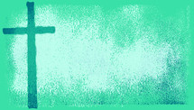 Green cross on the left with green textured background