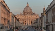 Morning time lapse of St. Peter's Basilica in Vatican City—Rome, Italy.