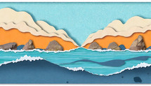 illustration of mountains and sea