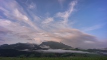 Morning clouds over the mountainous countryside, 4 K