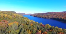 Lake Of The Clouds Fall Aerial Pull Back
