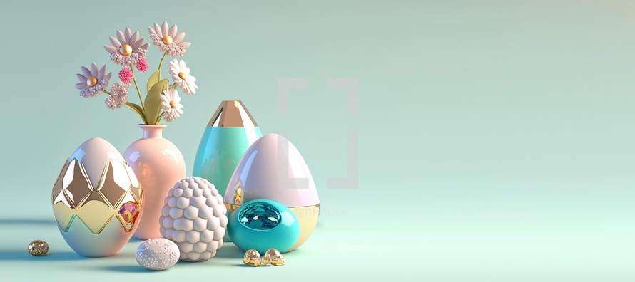 3D Rendering illustration of a Happy Easter background