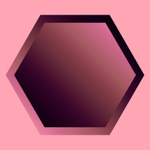 Hexagon - burgundy and pink - with dark gradient in copy space