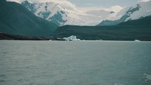 Panorama Of Snowy Mountains From A Boat Cruising In The Argentino Lake In Argentina. - POV	