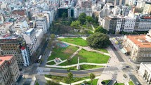 Buenos Aires , Argentina, October 2023: Plaza Lavalle and Palace of Justice of the Argentine Nation Aerial Drone Above City of Buenos Aires, Argentina at Daylight
