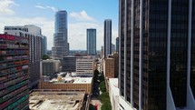Aerial of First Street in Downtown Miami