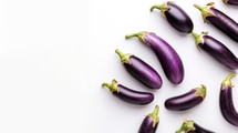 Aubergines with white background top Created With Generative AI Technology	