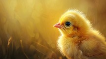 Yellow Chick In A Soft Background 