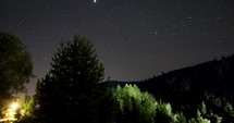 Sky Full Of Stars Under The Dense Woodland Of The Mountain During Nighttime. timelapse