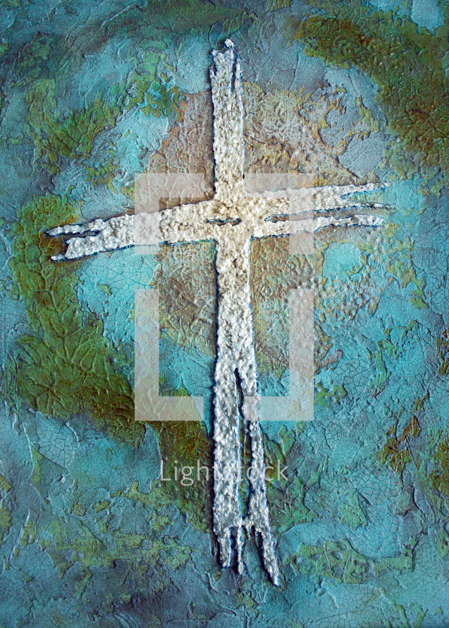 original textured painting with a cross 