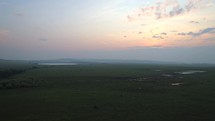 Drone Flight to Sunset over Steppe