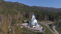 Aerial View on Church in Forest