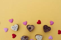heart cookies and candies for Valentine's Day 