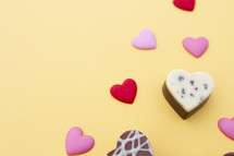 heart cookies and candies for Valentine's Day 