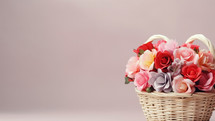basket full of flowers with copy space 