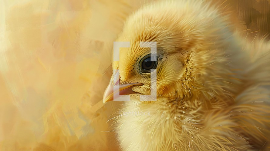 Yellow Chick Close Up Illustration 