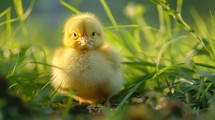 Small Chick In The Grass 