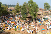 in lalibela ethiopia crowd of people in the celebration