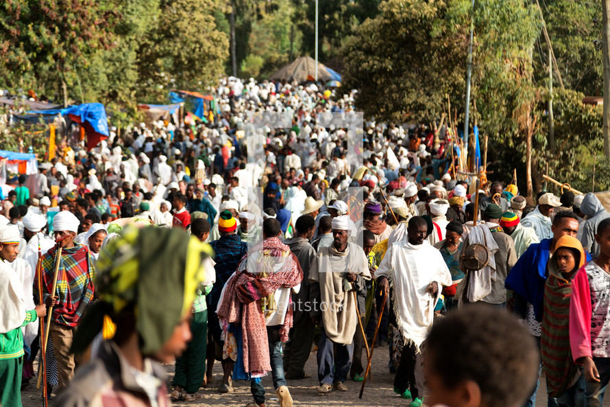 in lalibela ethiopia crowd of people in the celebration