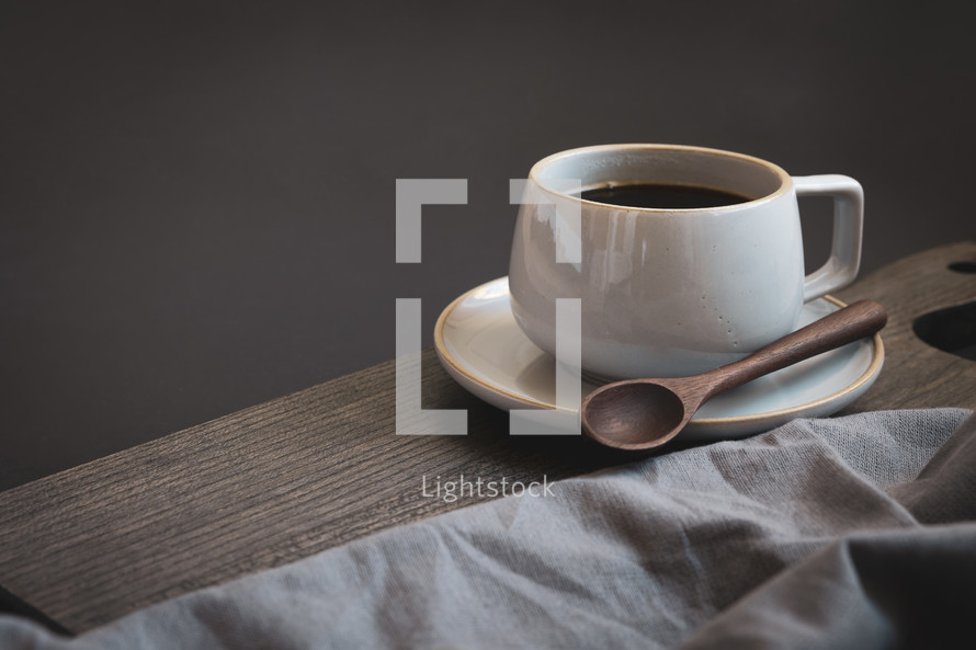 coffee cup and wooden spoon 