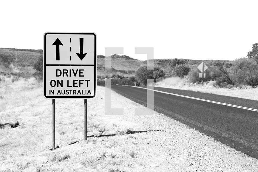 Drive on the left sign in Australia 