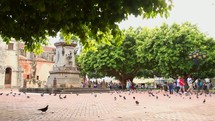 Town square with pigeons