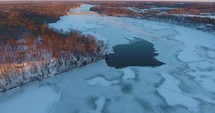 Winter River Aerial Ice Flyover