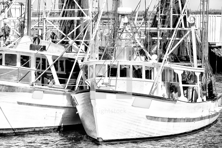 shrimp boats at a pier 