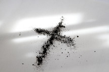 ashes in the shape of a cross 