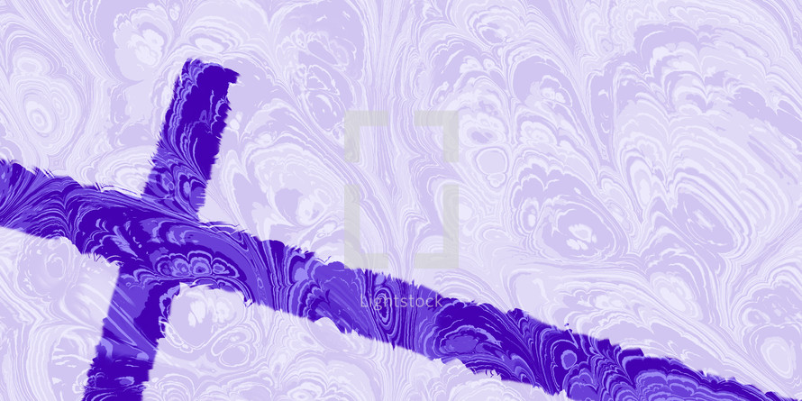 reclining cross marbled dark purple on light